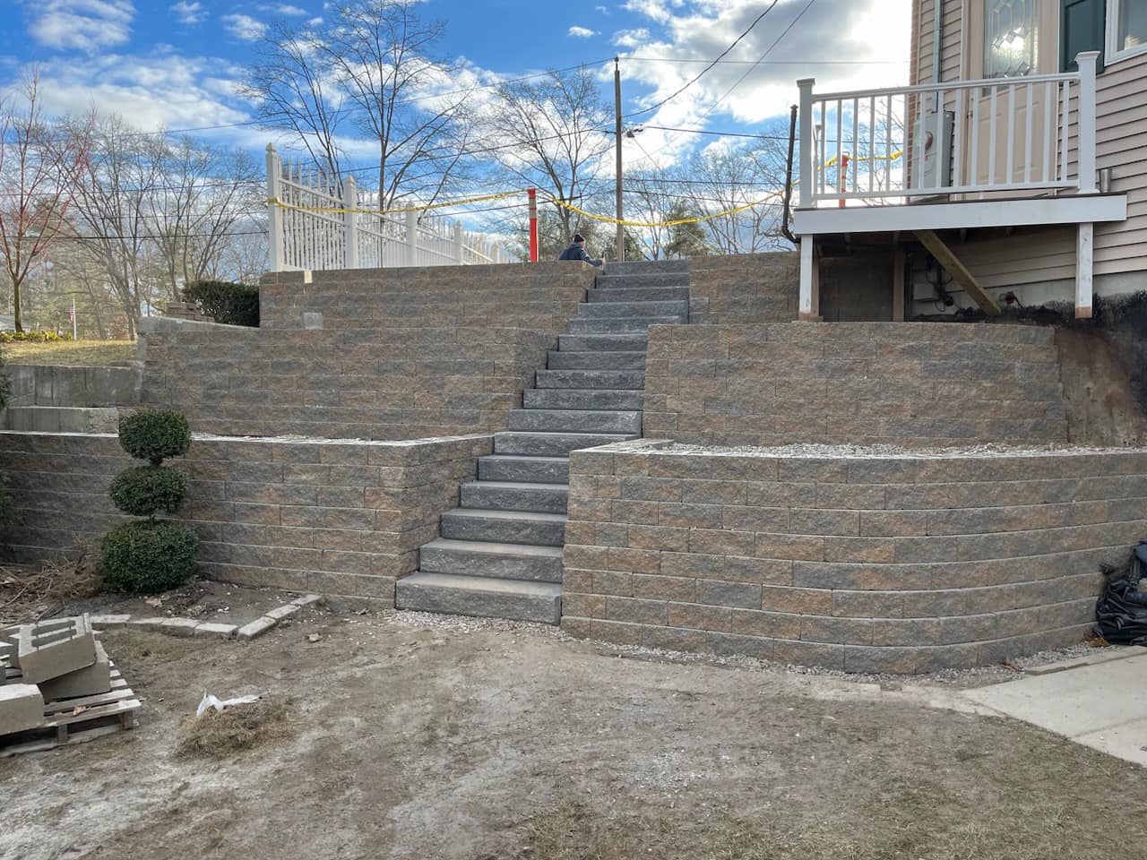 Terraced Retaining Wall with Steps