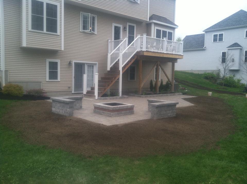 Patio with Fire Pit and Seating Walls