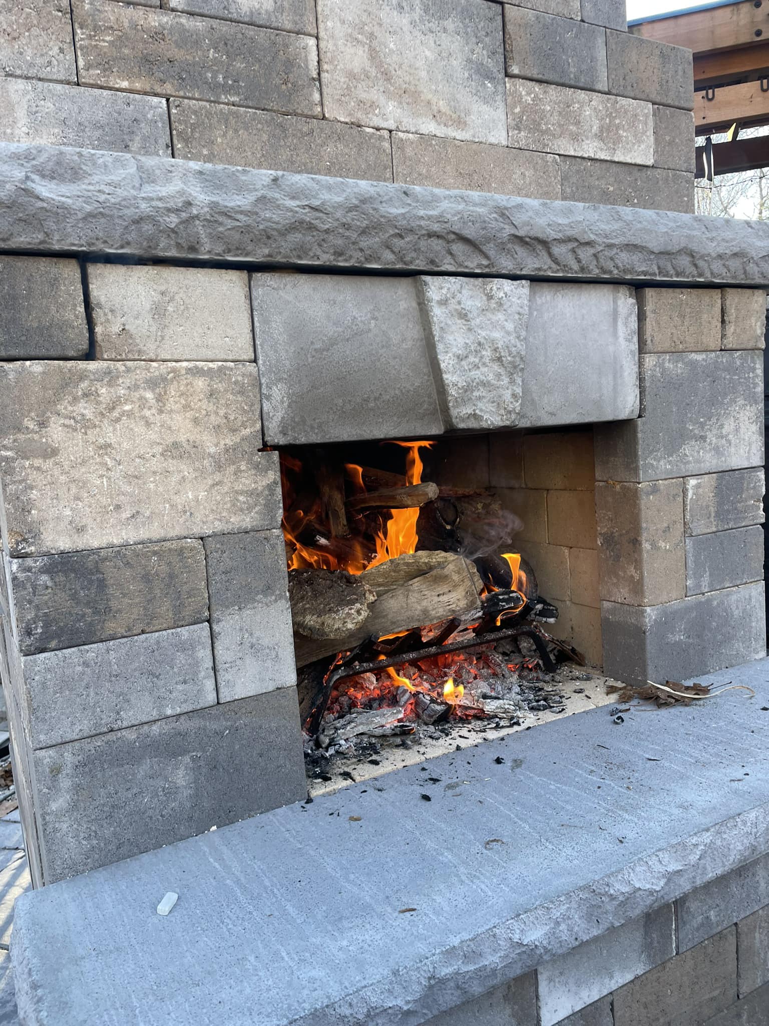 Custom Stone Outdoor Fireplace